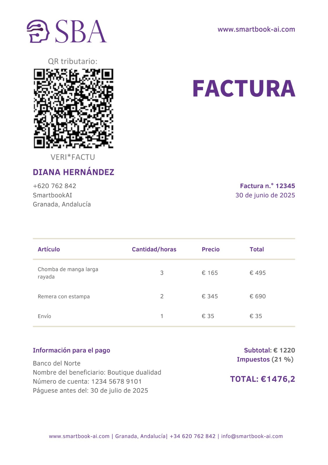 Factura electrónica en SmartBook AI